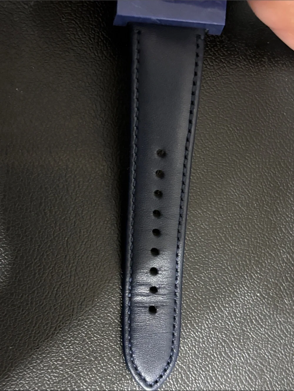 Fossil Blue Marble Rectangle Dial Navy Leather Watch